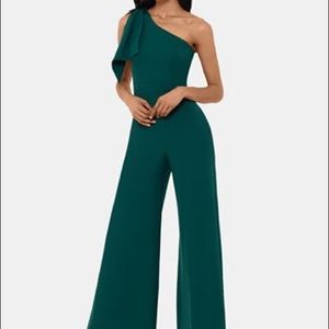 Betsy & Adam Teal One-Shoulder Wide-Leg Jumpsuit